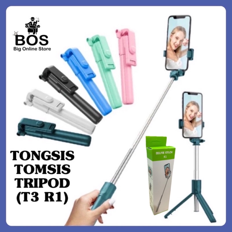 BOS - TONGSIS TRIPOD TOMSIS 3 IN 1 R1 BLUETOOTH BT WIRELESS MAKARON MACARON 3IN1 / R1S 4IN1 4 IN 1