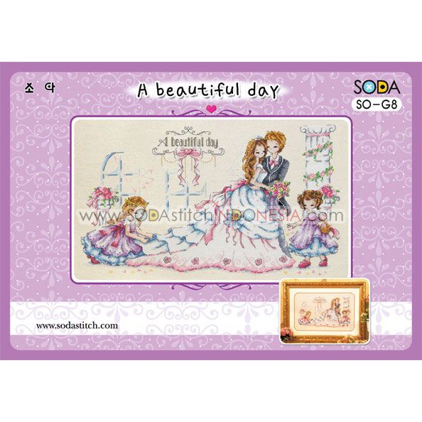 Paket DIY Craft Sulam Kristik Strimin Cross Stitch Sodastitch SO-G8 - A Beautiful Day Wedding