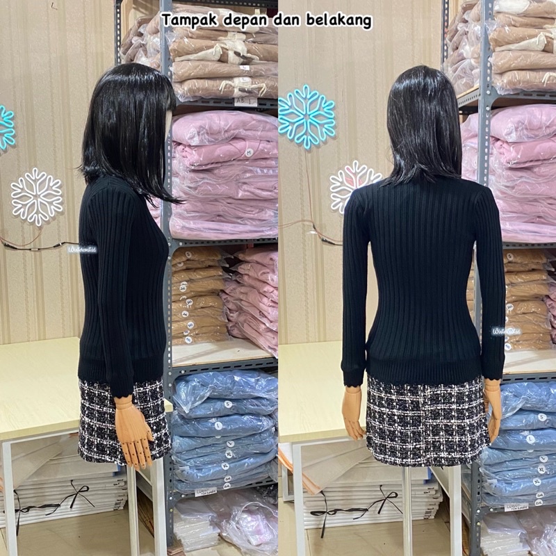 Sweater winter wanita atasan musim dingin michelle import longjohn inside velvet rajut knit knitted halter neck pullover