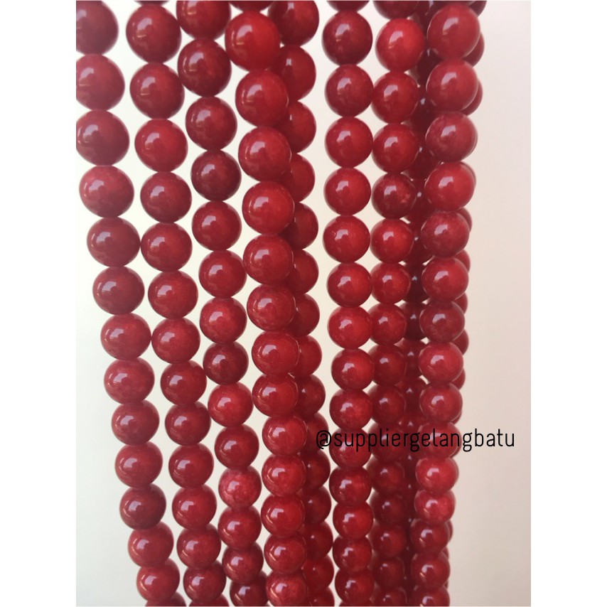 batu red ruby 8mm coral agate merah onyx kilap aksesoris fashion akik aksesoris fashion beads craft