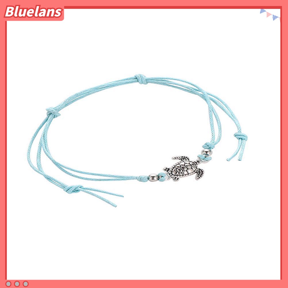 Bluelans Vintage Turtle Charm Handmade Woven Ankle Bracelet Anklet Women Beach Jewelry