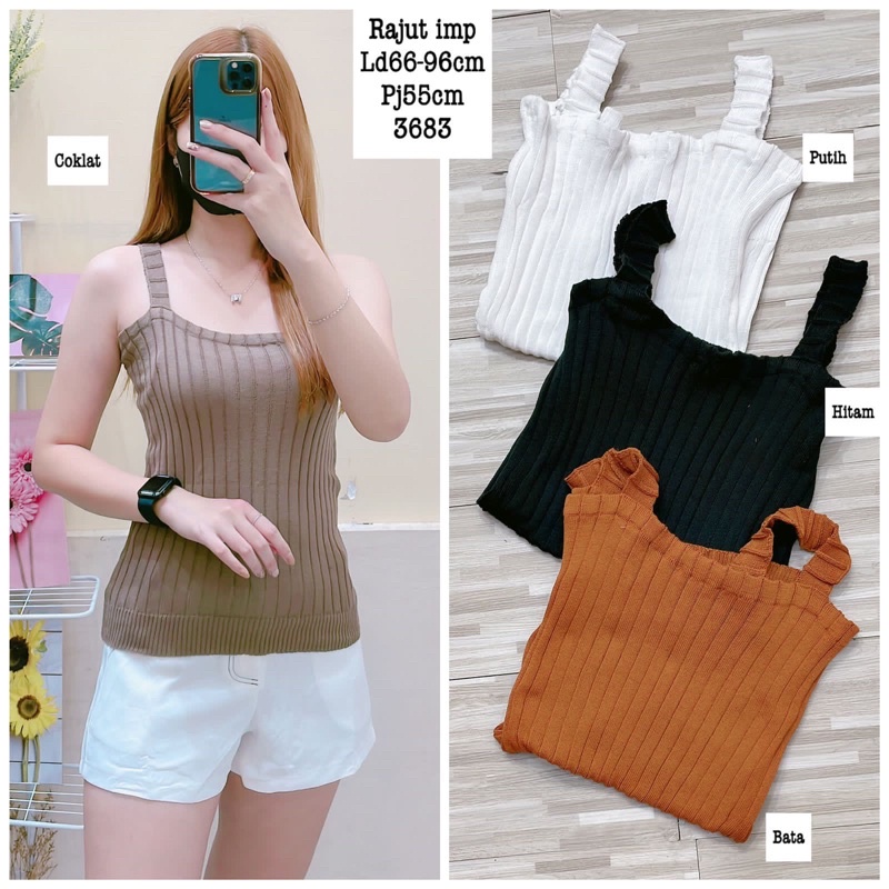 Tanktop MINATO Rajut Tali - Atasan Knit Korean - Tanktop Wanita