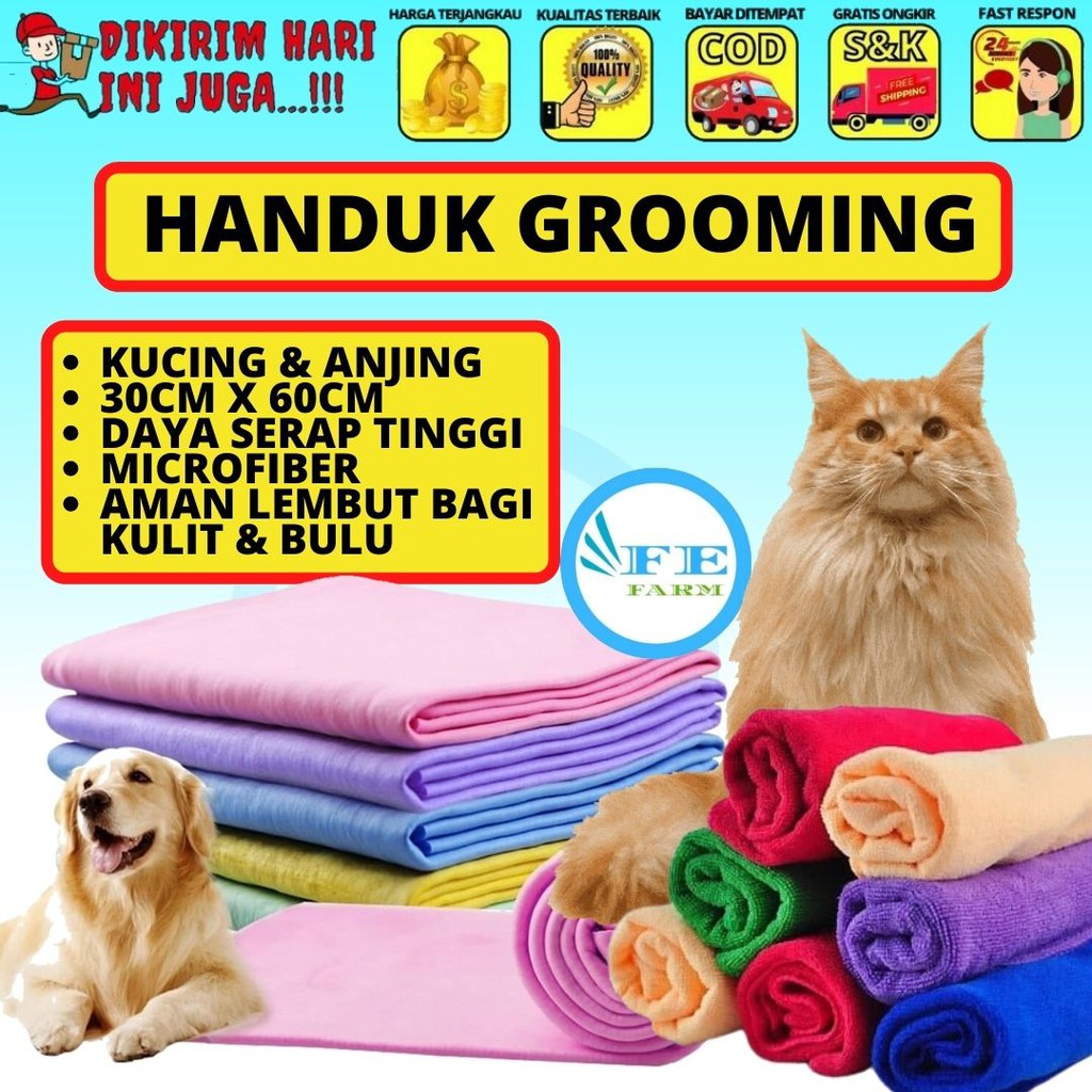 Handuk Anjing Kucing Handuk Kucing Microfiber 30x60cm Handuk Grooming Kucing Anjing Pet Towel FEFARM