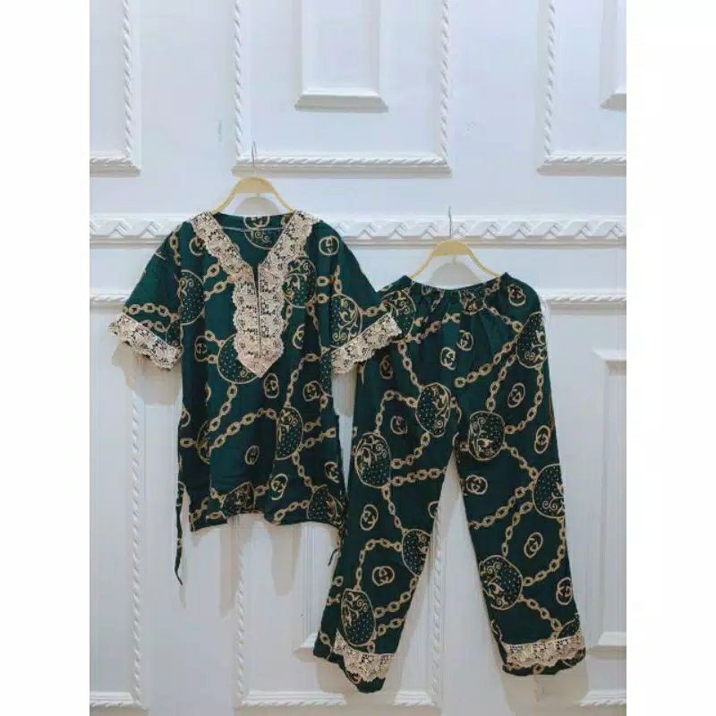 Setelan Lengan Pendek CP Arabia Renda Okiku - busui - ( CP Renda motif ) -