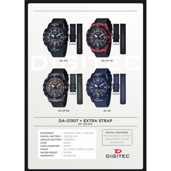 Jam Pria Digitec DA- 2130T Original