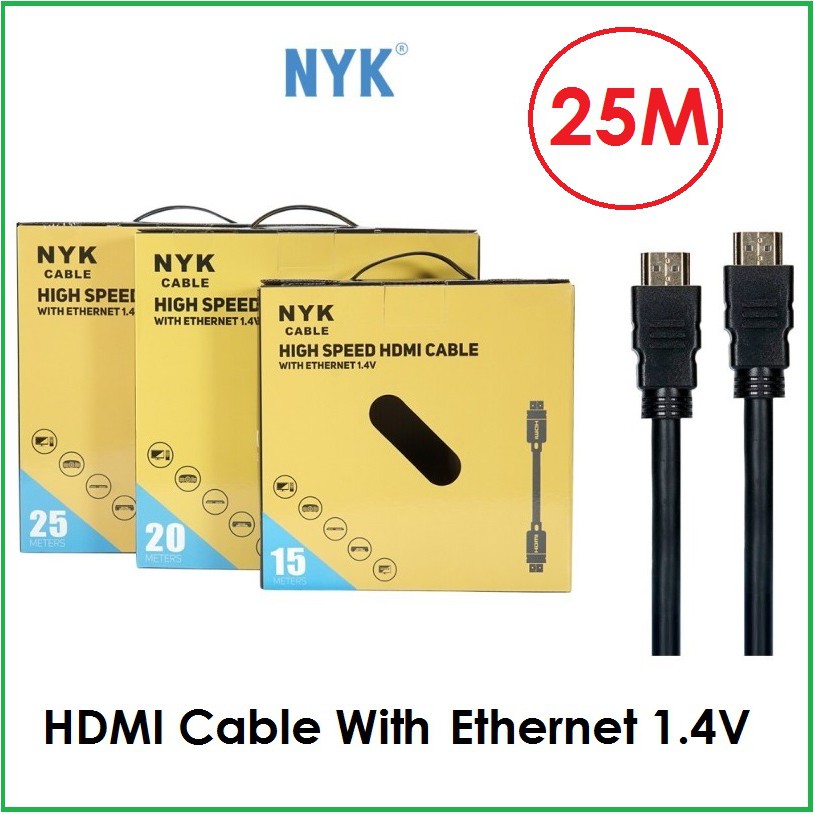 KABEL HDMI NYK 25m 1.4 1080p ETHERNET gold plated Cabel HDTV 25 meter