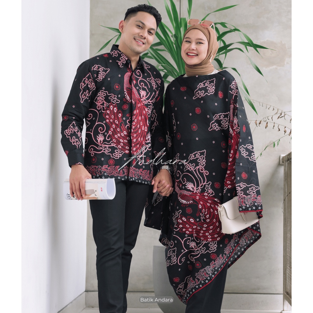 CPL MERAK MERAH Batik Set Kaftan Couple Outfit Kondangan Modern Asli solo