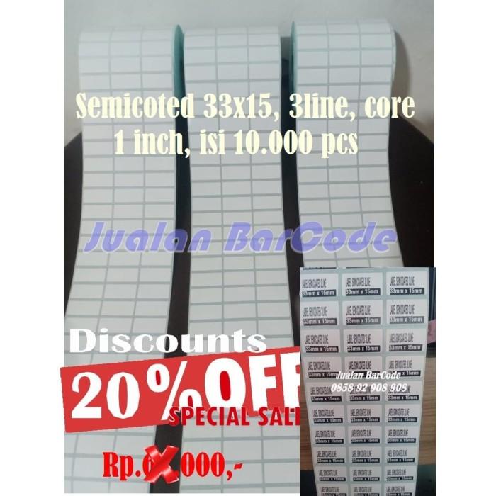

Delia | Label Barcode 33 X 15 (3 Line) Kertas Sticker Label Semicoated 33X15