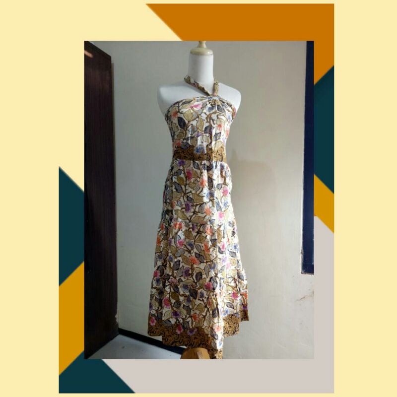 Dress Batik Pekalongan Kemben Tali Preloved Bekas Second