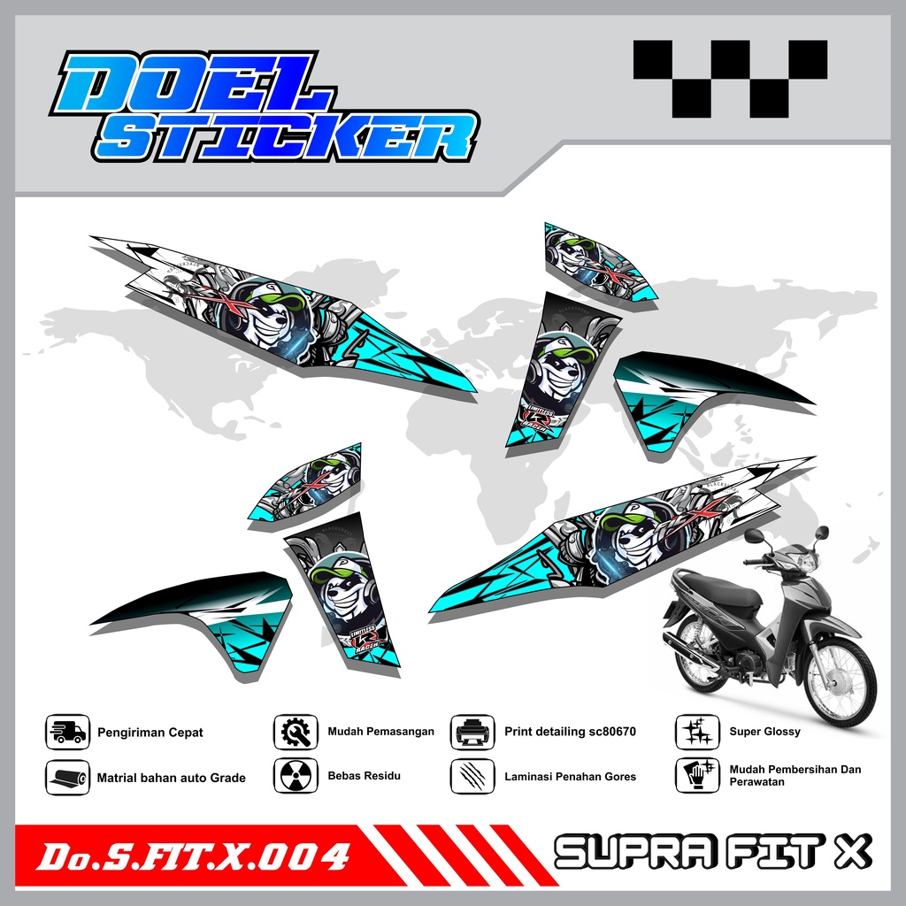 STICKER STRIPING SUPRA FIT NEW SUPRA FIT NEW / FIT X / FIT LIST VARIASI HOLOGRAM , CROME DOEL 004