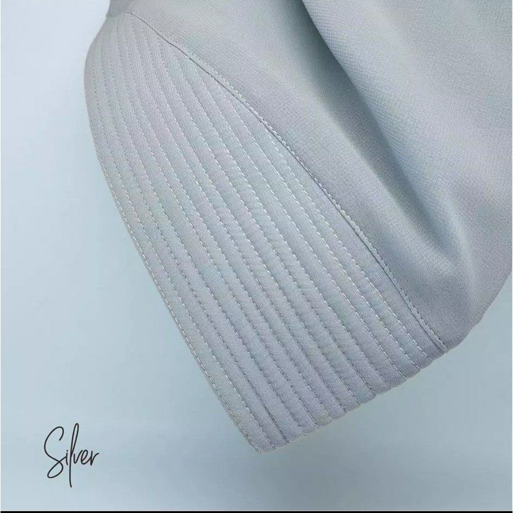 (COD) Hijab Khimar Silvi Tiga Layer Mini Polos Jilbab Instan Cerutti 3 Layer-Abu Muda