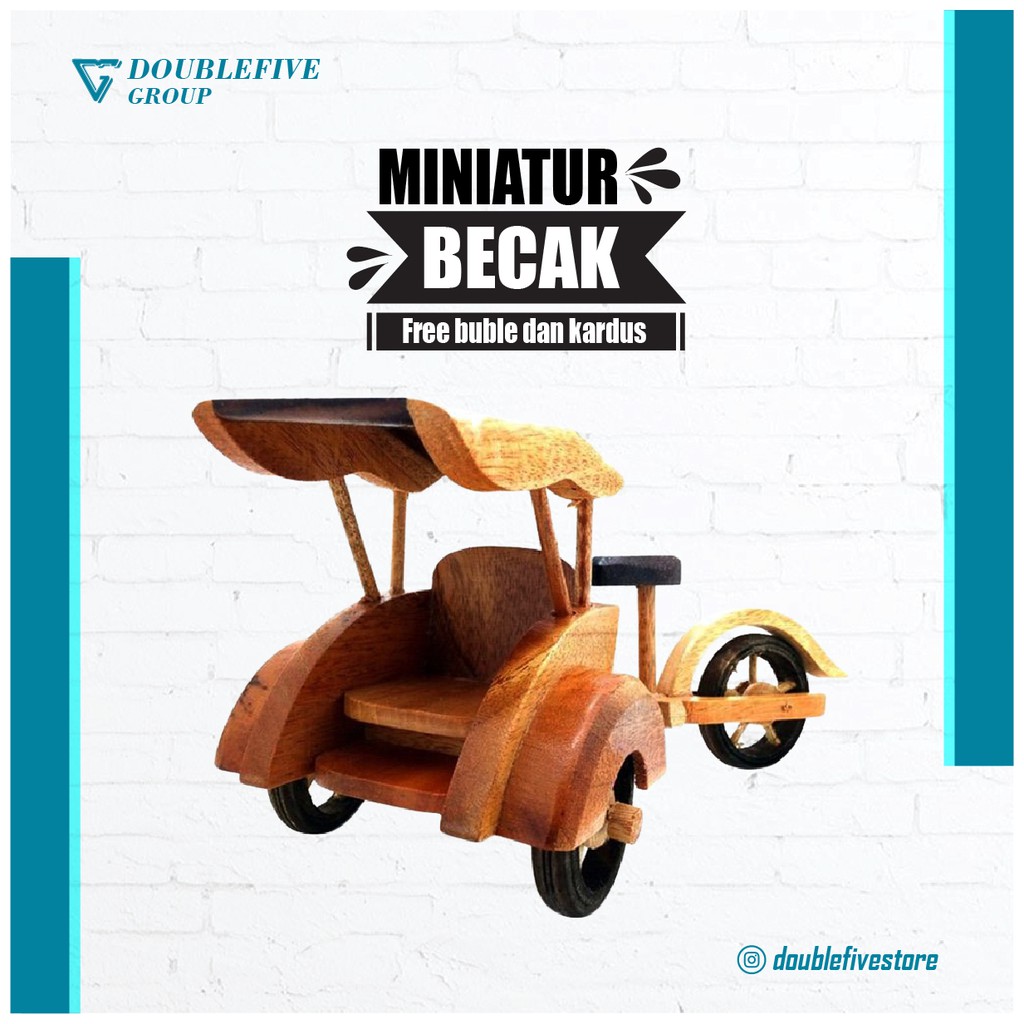 Miniature Paket C isi 4pcs - Miniatur dari kayu [Becak,Sepeda, Harley,Kapal Pinisi]