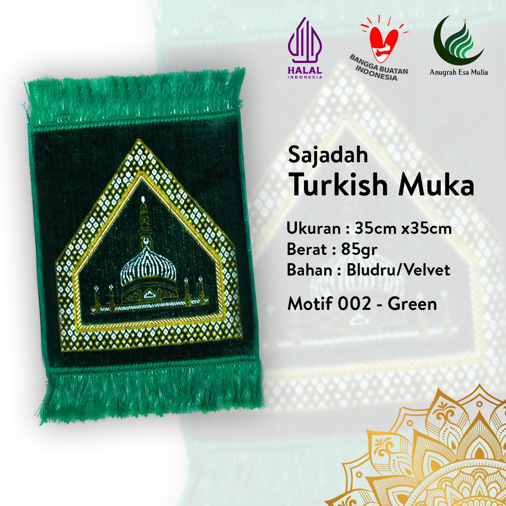 Sajadah Muka Tebal &amp; Lembut | Turkish Muka | Uk. 35x35 | Minimalis | Terlaris | Termurah | Terbaik | Lembut | Tebal | Travel | Simple