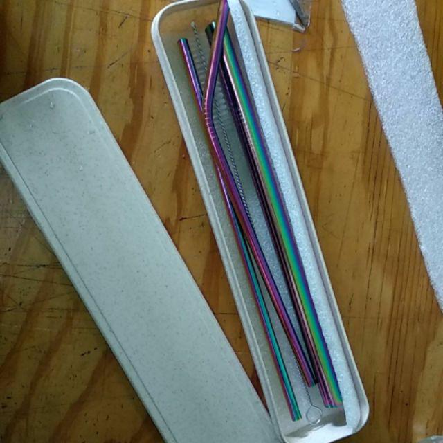 Stainless Straw / Sedotan Stainless (full Set Bubble Rainbow)