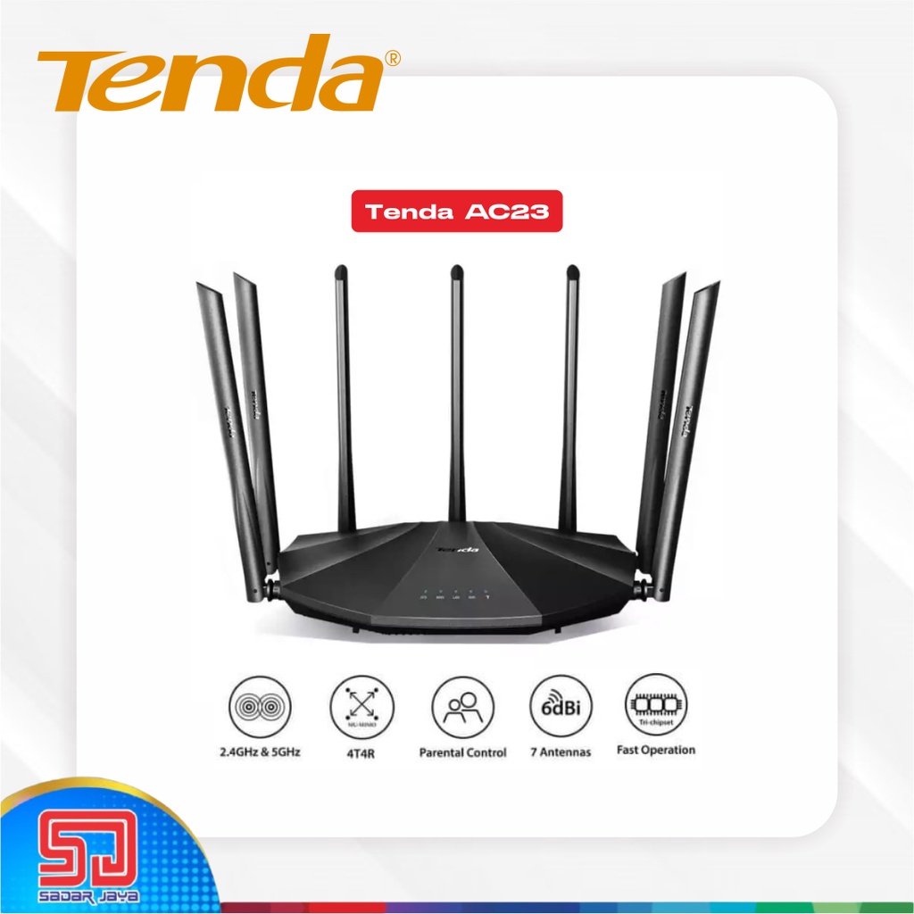 Tenda Router AC23 2.4GHz + 5GHz AC2100 Smart Nirkabel Antena Dual Band Gigabit WiFi