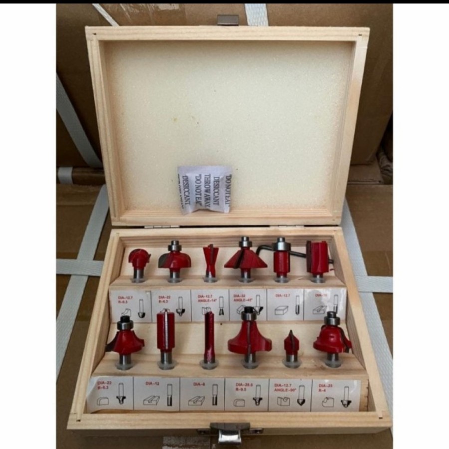 Router Bit Set 12 Pcs  Mata Trimmer Mata Profil Set 12 pcs 1/4 Inch