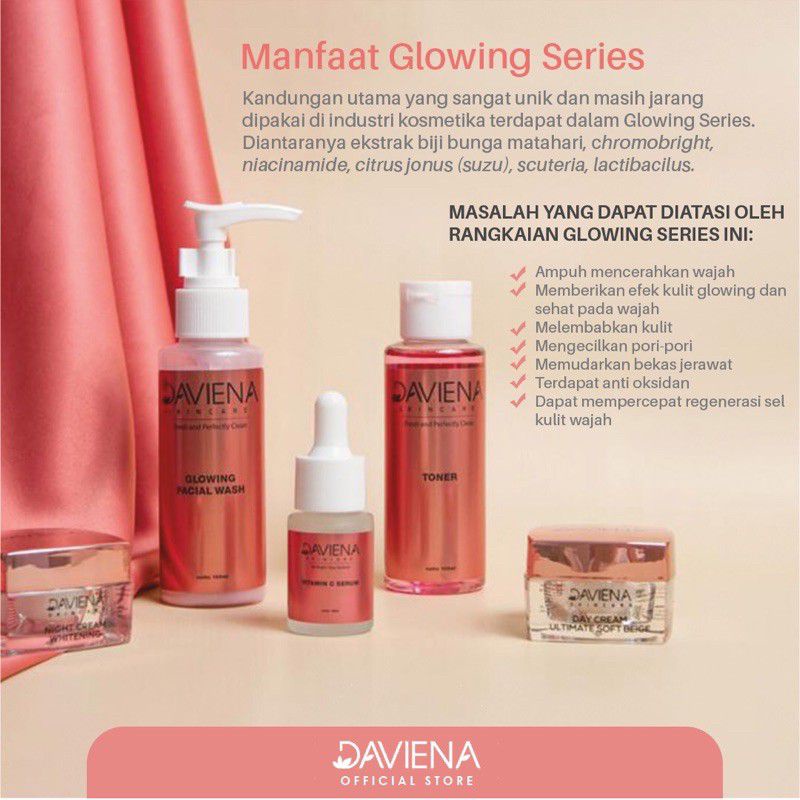Daviena Skincare Paket Glowing Series Davienaskincareofficial Davina Devina Lampung Surabaya Jakarta Pemutih Pencerah Wajah Glowing Daviena Skincare-1