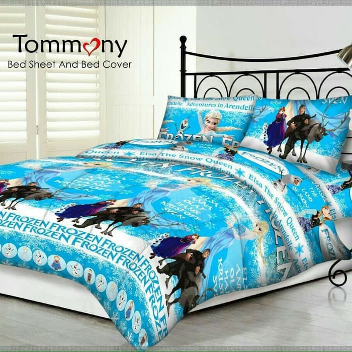 Bedcover Tommony Ukuran King 180 x 200 nomor 1 king size motif FROZEN ANNA ELSA lengkap sprei