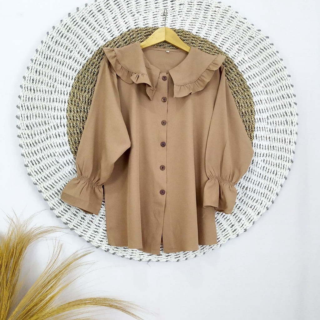 BIANKA BLOUSE  ATASAN JUMBO BIG SIZE OVERSIZE LD 120 130 140 150 BAHAN ITY CREPE (COD)-Coksu