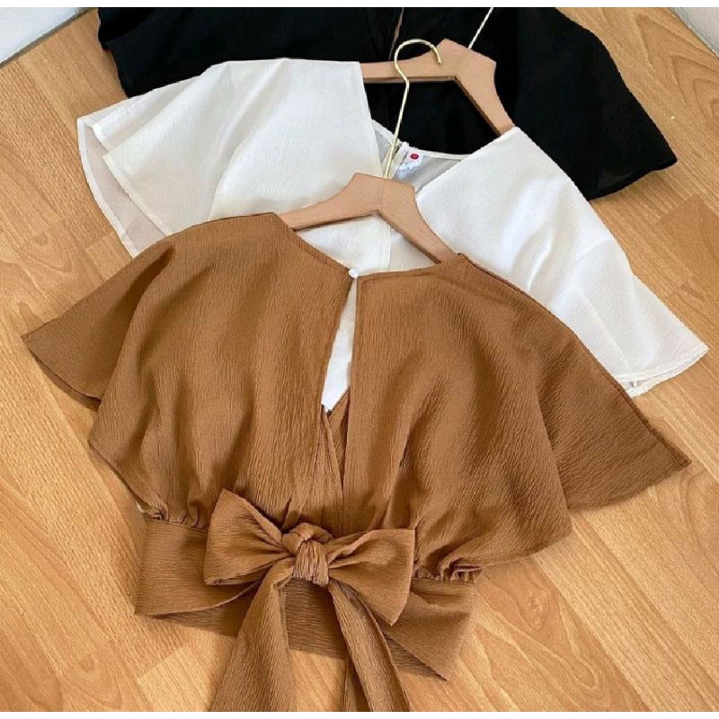 VINS - Bow Back Cardi Outer Crop Anak Korean Premium Beautycrepe Outerwear Outher bahan  Diamond