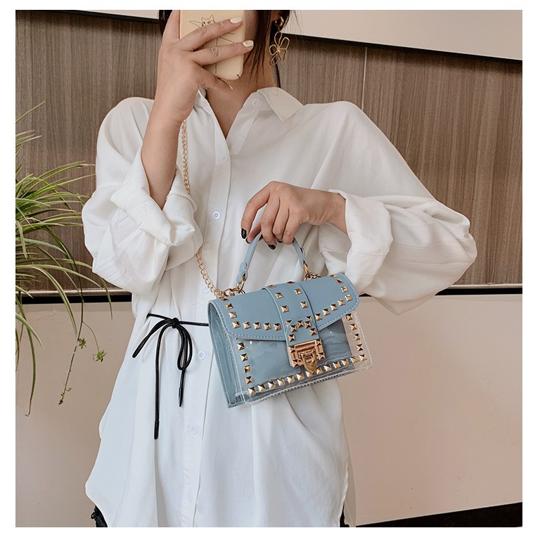 [littlecrab] Tas Wanita Selempang Luar Transparan Candy Sling Bag Kecil Tas Jalan Korean Style