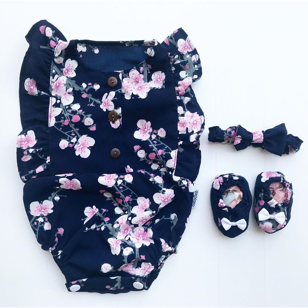 Mandy Jumpsuit Baju setelan jumper rok bunga bandana sepatu pergi lucu fashion anak bayi perempuan