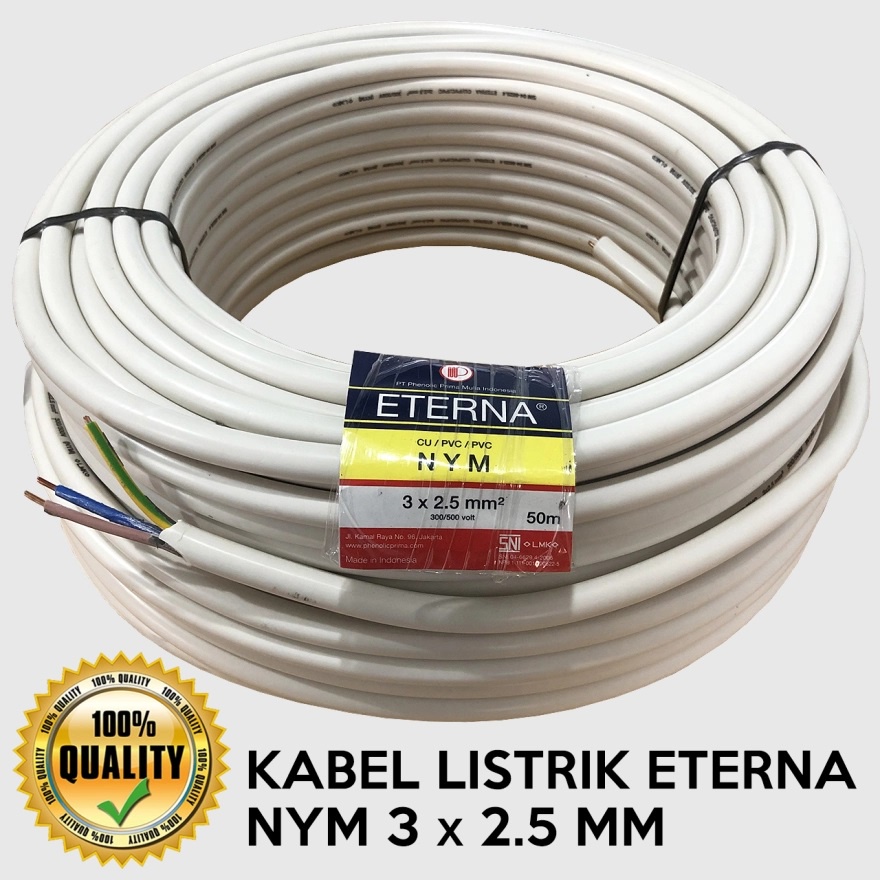 KABEL LISTRIK ETERNA NYM 3 x 2.5 MM TEMBAGA TUNGGAL HARGA PER METER