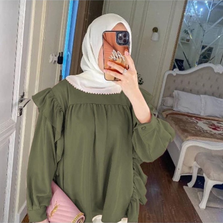 BLOUSE WANITA REMPEL / FELICE FRILL BLOUSE / KEYKO BLUS BALON / RIANA BLOUSE PUTIH BASIC / BLOUSE KOREAN STYLE