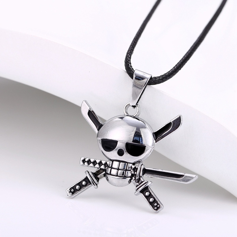 Fancyqube Kalung Rantai Choker Hias Liontin Tengkorak Bajak Laut One Piece Gaya Jepang Untuk Cosplay