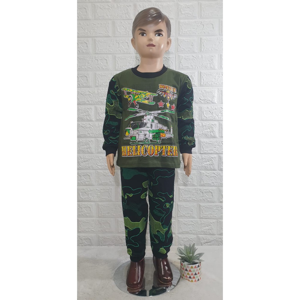 SETELAN BAJU ANAK LAKI-LAKI -ARMY PANJANG- USIA 1-10TAHUN MOTIF RANDOM