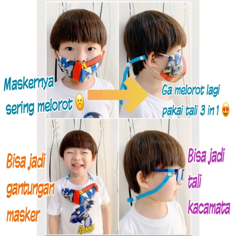 TALI 3 in 1 MASKER &amp; KACAMATA UTK ANAK &amp; DEWASA / PENGGANTI HEADLOOP / TALI GANTUNGAN KACAMATA