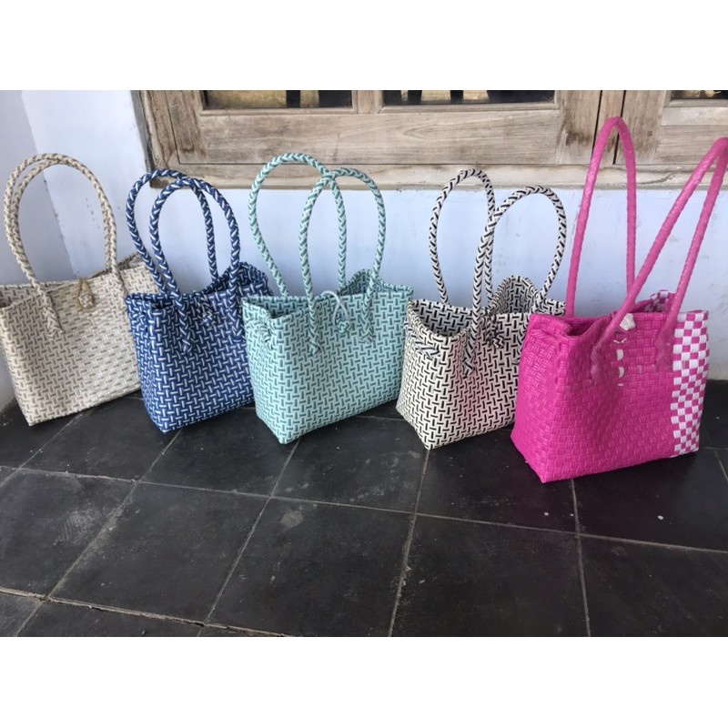 Tas Anyam Premium/ Tas Anyaman Plastik / Tas Jali Pelangi Tas Anyaman Jali Size Xs, Tas Jali Premium