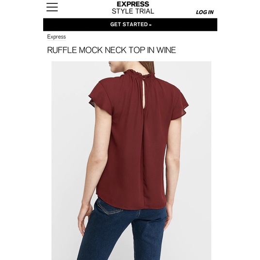 EXPRESS RUFFLE MOCKNECK BLOUSE