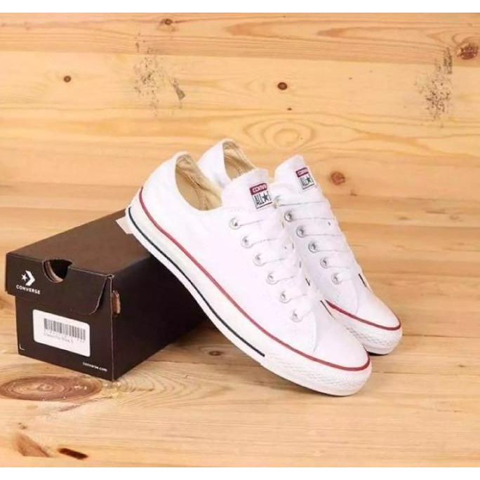 Sepatu Converse All Star Putih Lis Merah [Tanpa Box] Sneakers Original