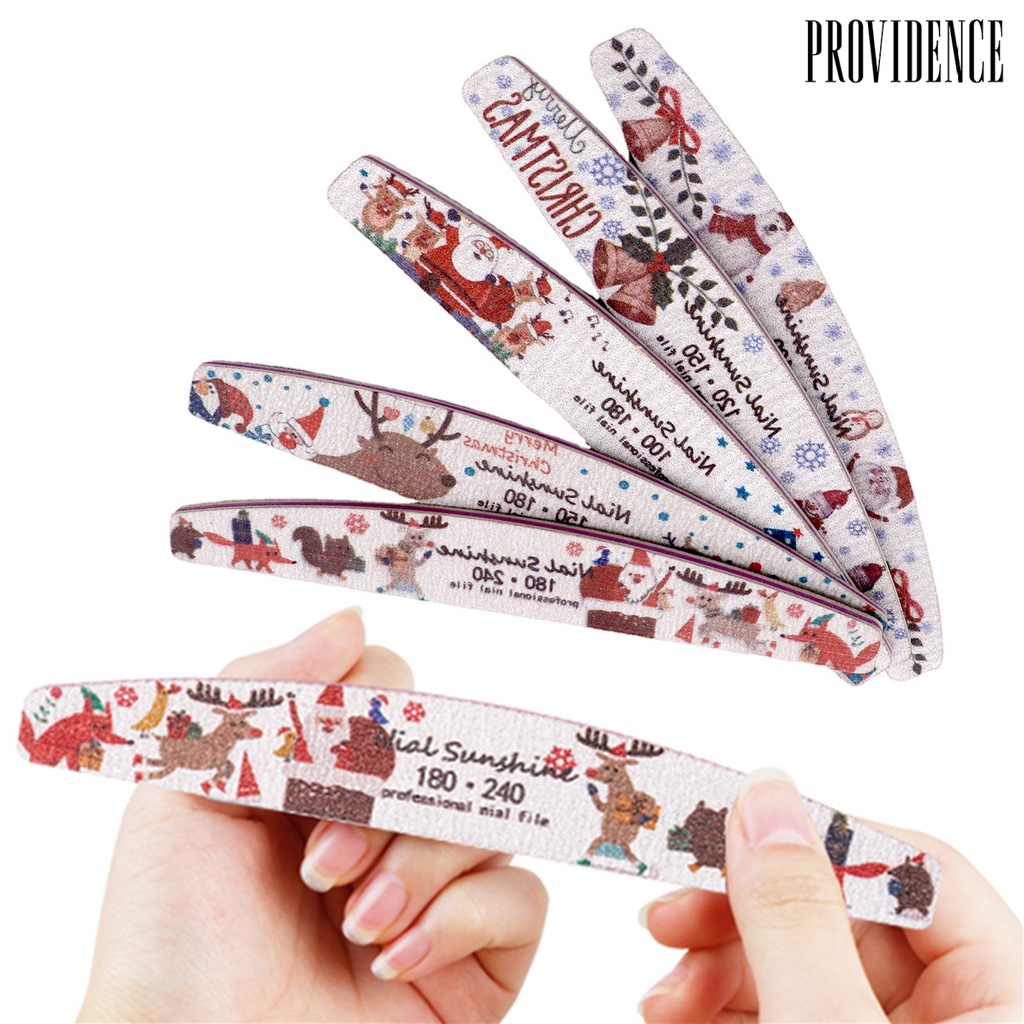 Providence Christmas Printed Nail File Half Moon Shape Sandpaper Nail Buffer Colorful Professional Manicure Tools for Female