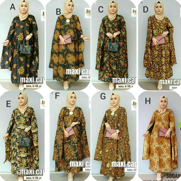 PRODUK READY... DRESS CAPE BATIK 03 / CAPE BATIK SOGAN / LONG DRESS BATIK MURAH