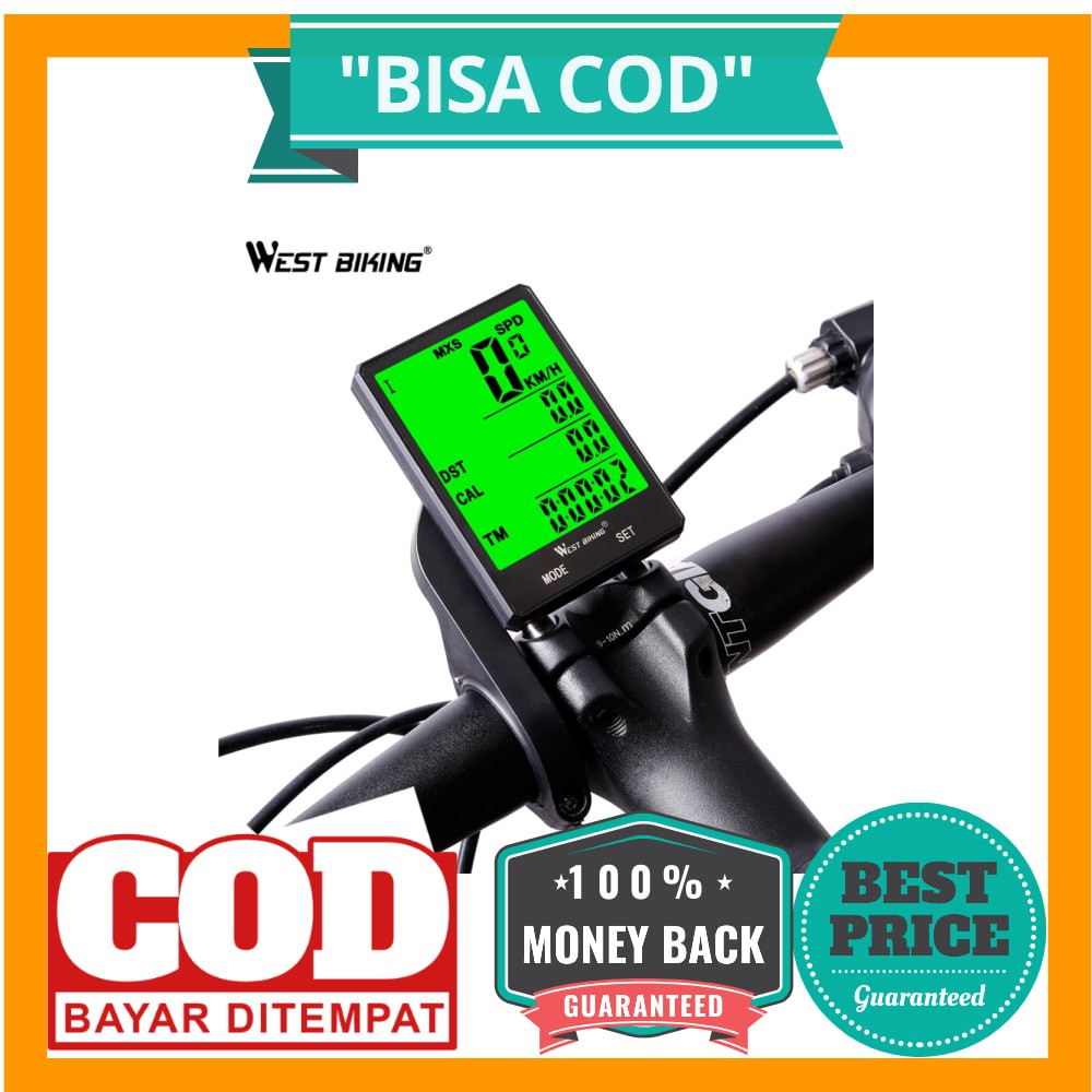 BISA COD West Biking Speedometer Sepeda LCD 2.8 Inch Waterproof - B2-1-20 - Black