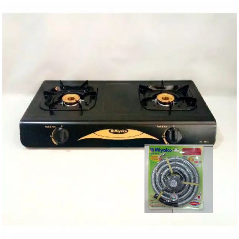 Kompor gas Miyako 2 tungku komplit selang regulator Miyako