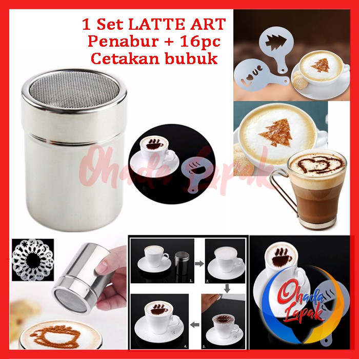 Paket Hemat Cetakan Busa Foam Kopi Latte Art Penabur Bubuk Stensil Kopi Coklat Coffee