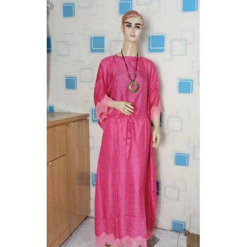 gamis kaftan polos renda viskos batik trusmi cirebon