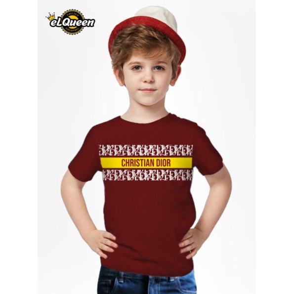 ORIGINAL ELQUEEN KIDS KAOS ANAK DIOR PREMIUM LENGAN PENDEK 2022 MERAH MAROON