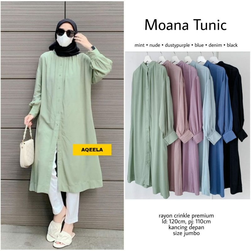 MOANA TUNIC RAYON PREMIUM / TUNIK OVERSIZE  / TUNIC RAYON PREMIUM / TUNIK WARNA MINT / TUNIK WARNA S