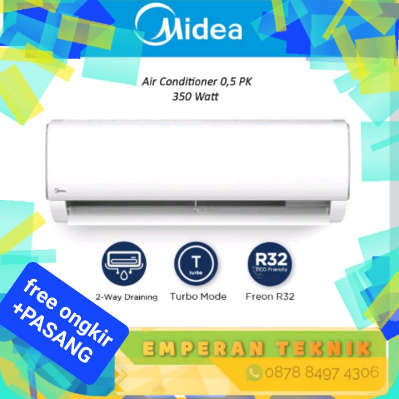 AC MIDEA 1/2 PK 0.5 PK TYPE 05CRN2 LOW WATT + PASANG FREE ONGKIR