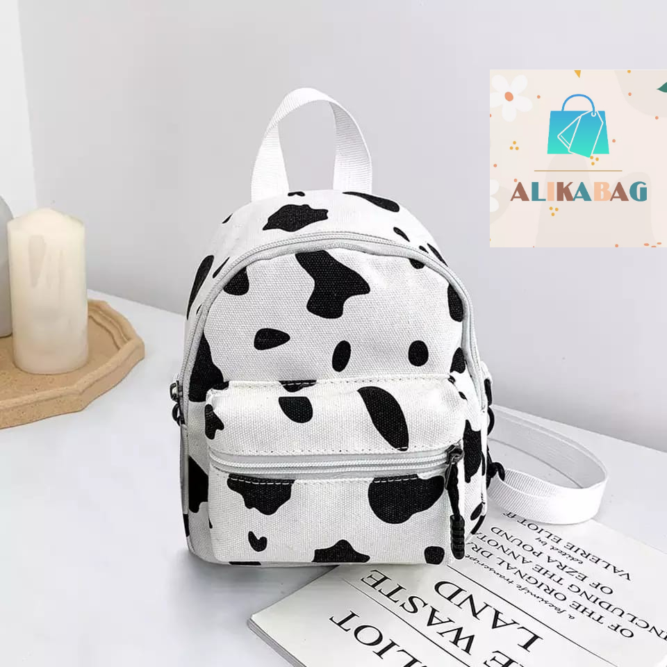 ALIKA BAG - Tas Ransel Perempuan Mini Terbaru Motif Sapi lucu Korean Style