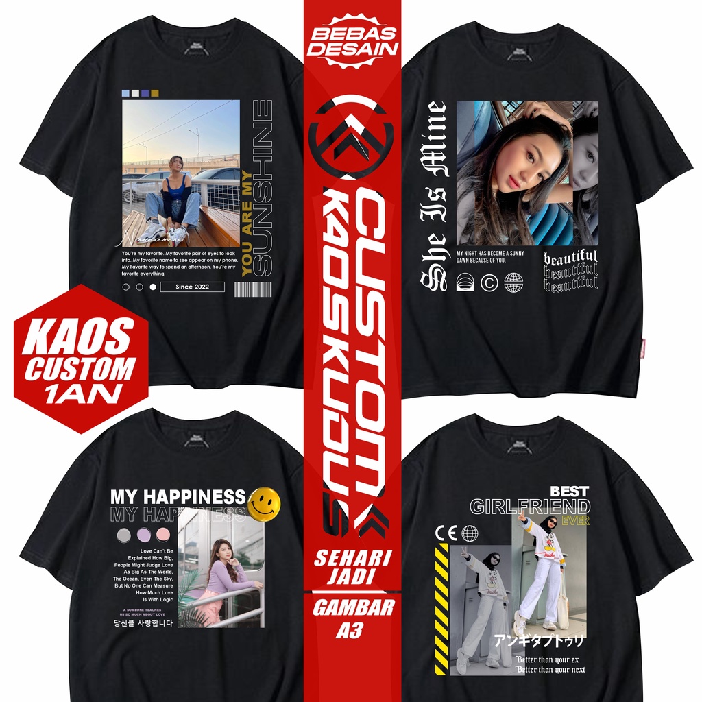 Jual Kaos Custom Sablon Premium Kaos Sablon Custom Foto Shopee Indonesia 3669