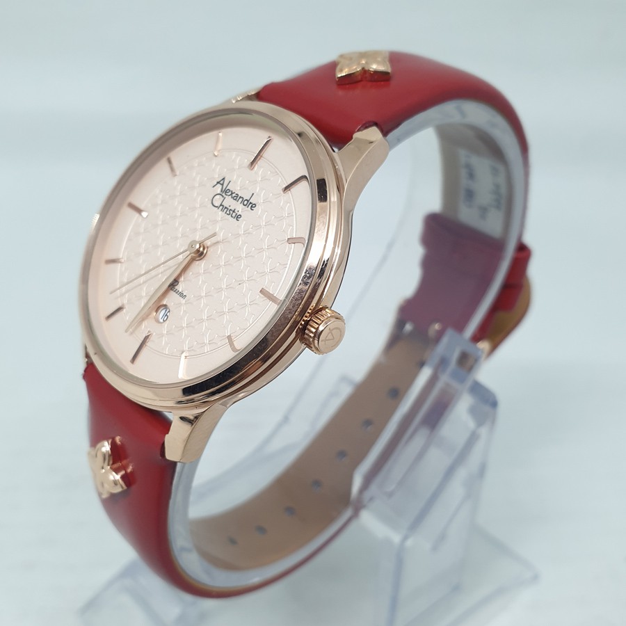 Alexandre Christie Ac 2777 Rosegold Red, Jam Tangan Wanita, Original