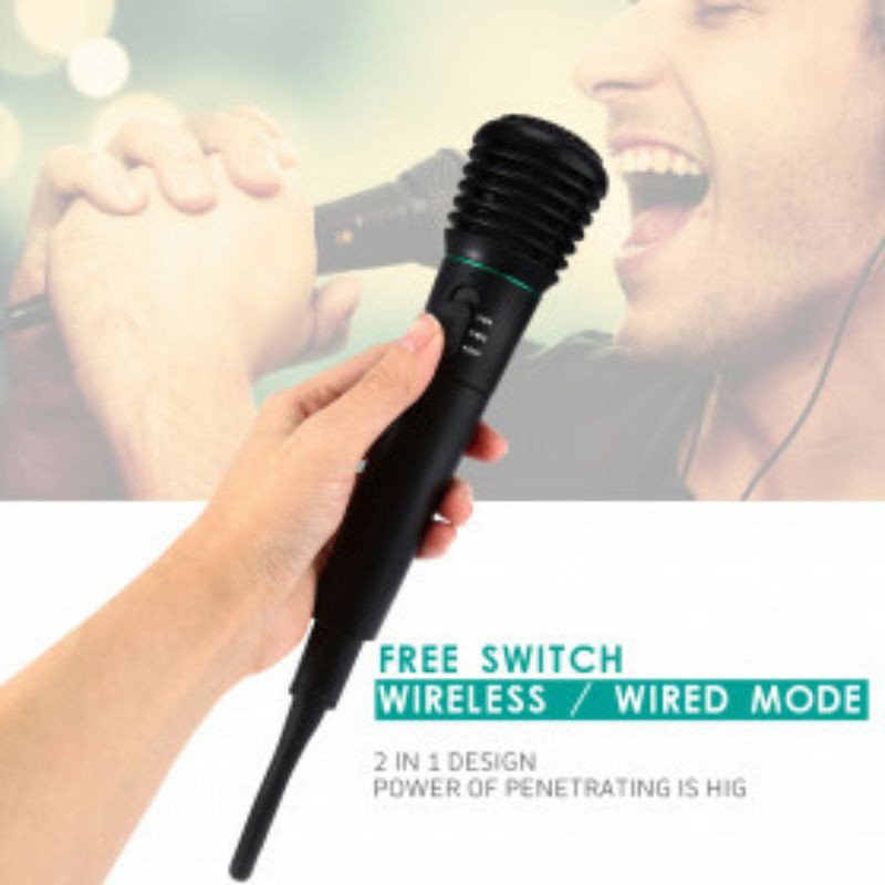 Mikrofon Profesional 2 in 1 Wireless Wired - WM-308 - Black
