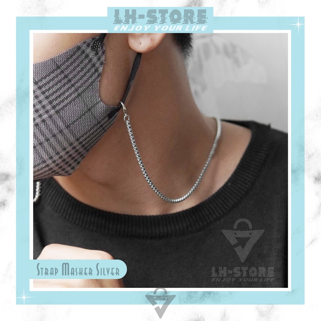 KALUNG MASKER TITANIUM RANTAI ROLO SIMPLE ELEGAN PRIA WARNA GOLD HITAM SILVER | STRAP MASKER TITANIUM