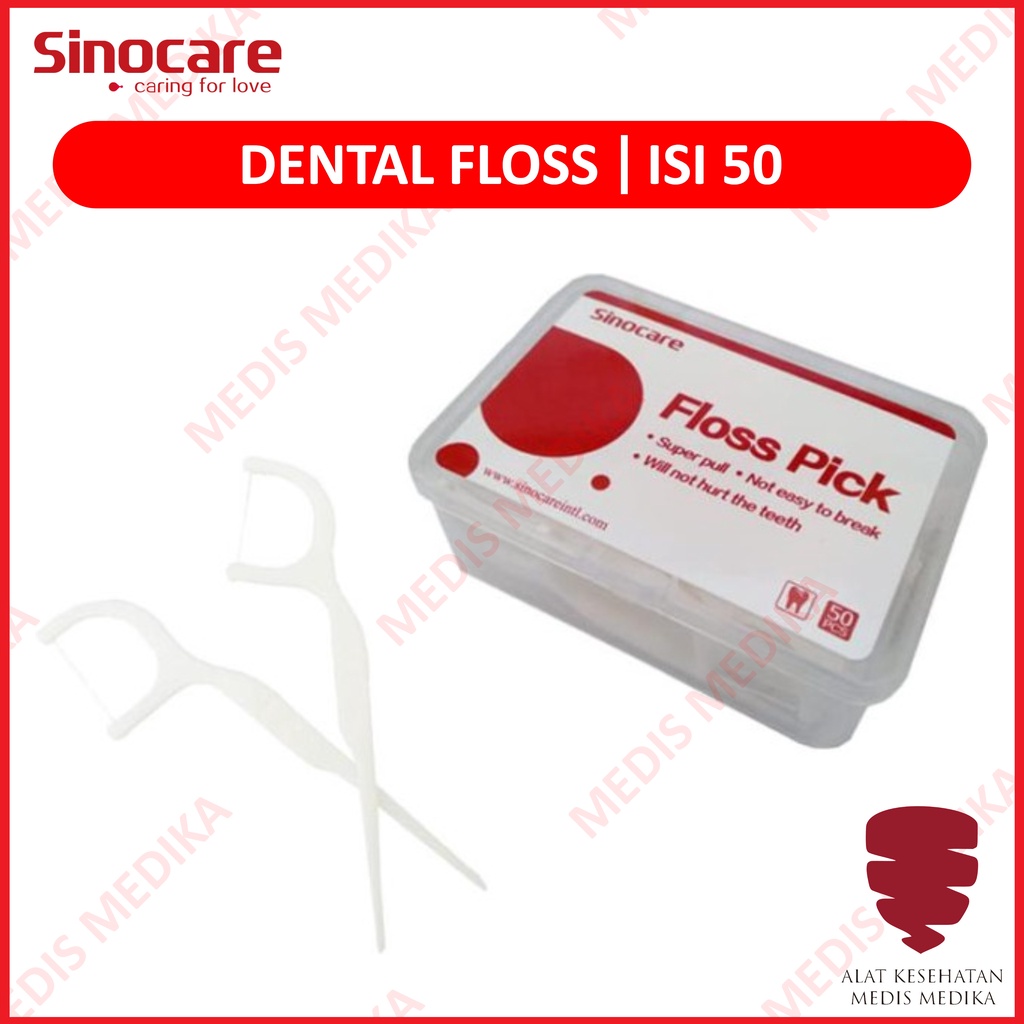 Dental Floss Isi 50 Peralatan Pembersi Benang Sela Gigi Behel Sinocare