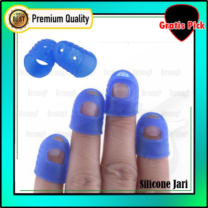 Fingertip Guitar Finger Silicone Silikon Jari Pelindung Jari Gitar